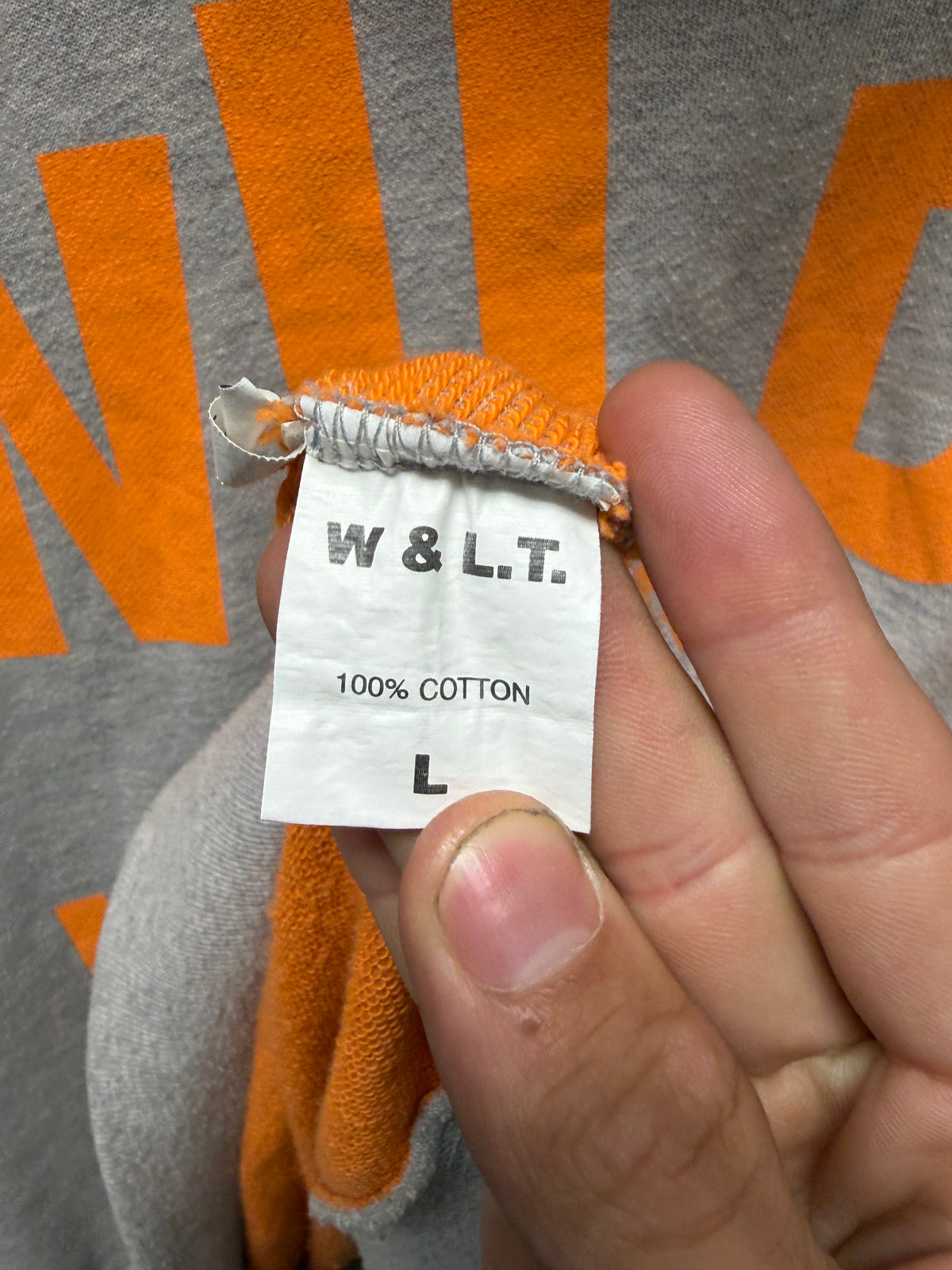 W.&.L.T. By Walter Van Beirendonck  ‘Wild & Lethal Trash’ Orange/Grey Cutoff Sleeve Hoodie