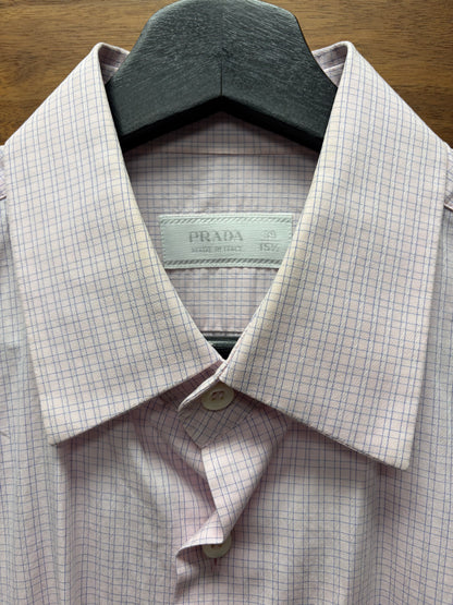 2009 Prada Pink Gingham Cotton Button Up-Shirt