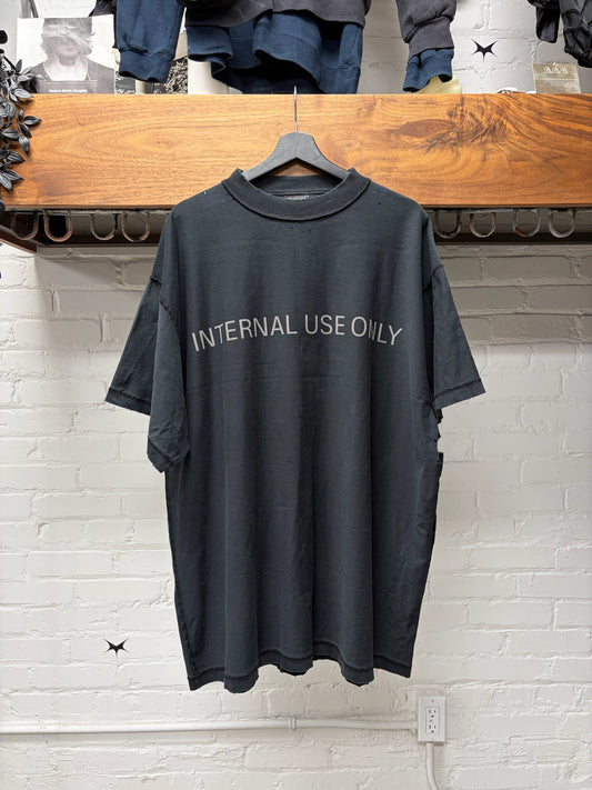 2024 Balenciaga ‘Internal Use Only’ Inside Out Oversized Black Slogan T-Shirt