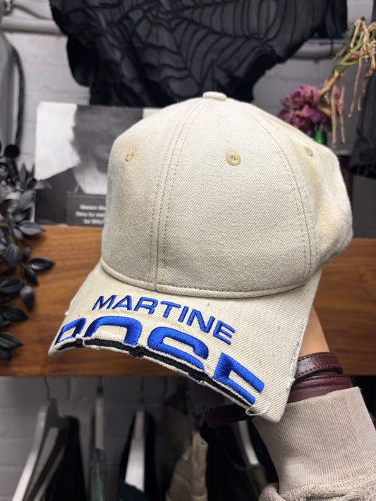 Martine Rose ‘Chopped Brim’ Tan/Blue Logo Strap-Back Hat