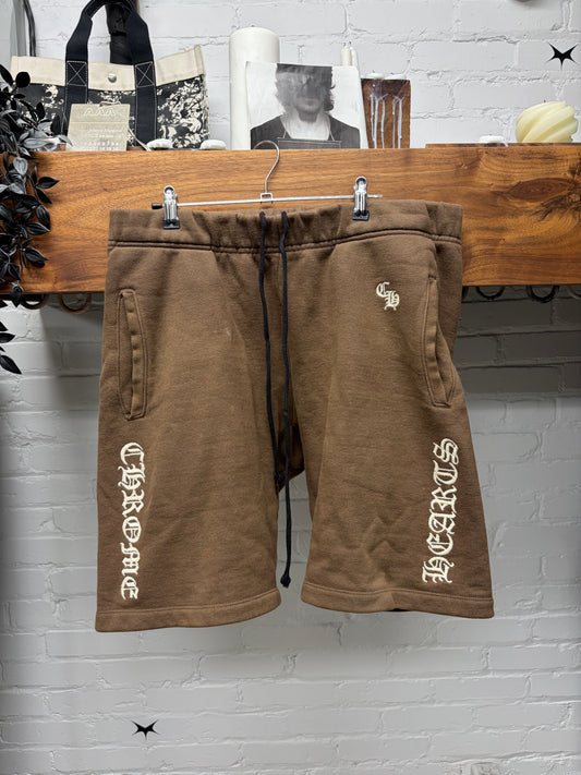 Chrome Hearts ‘Slo Ride’ Brown Cotton Embroidered Logo Sweat Shorts