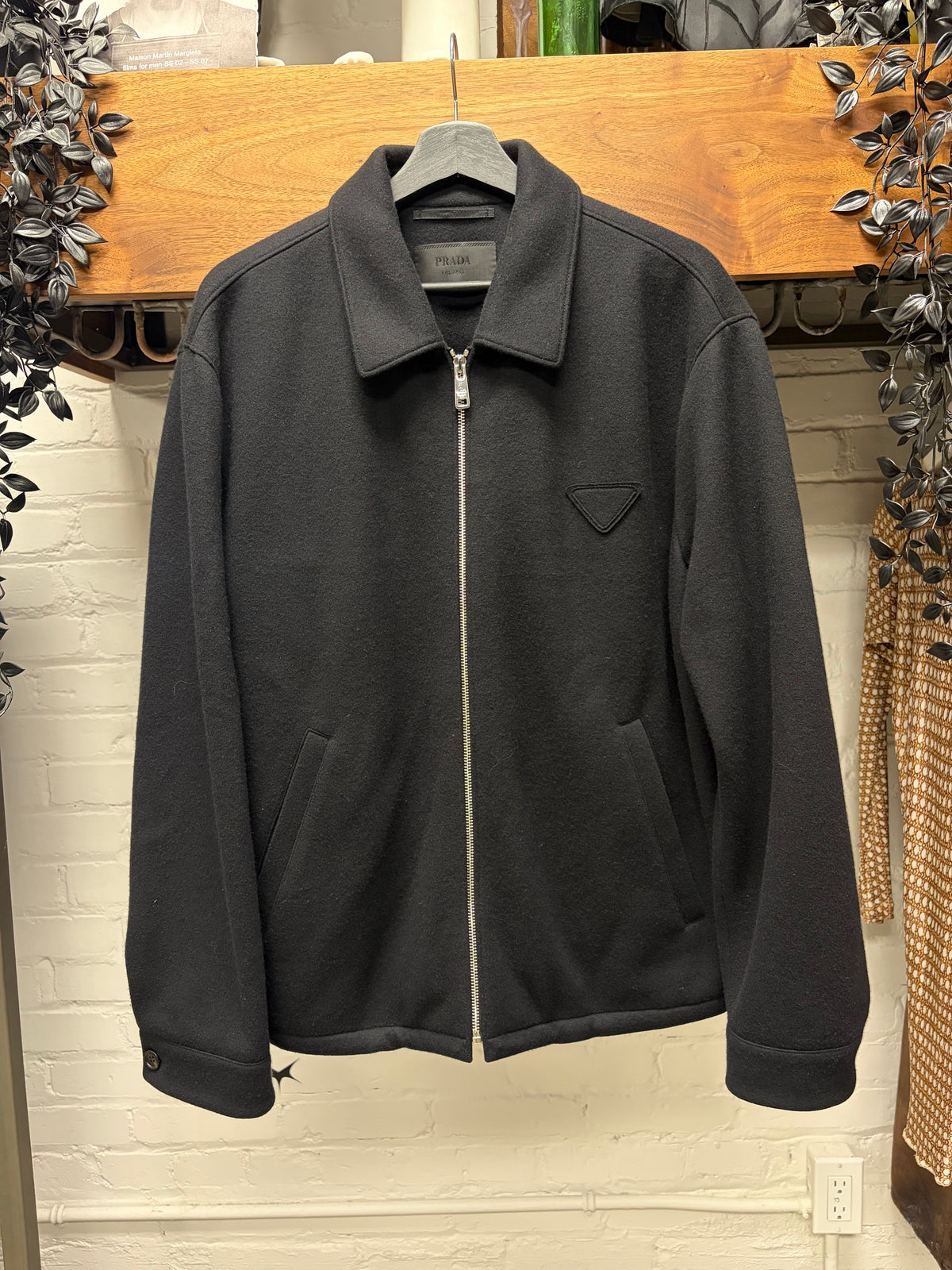 2021 Prada Wool/Cashmere Blend Black ‘Blouson’ Zip-Up Jacket
