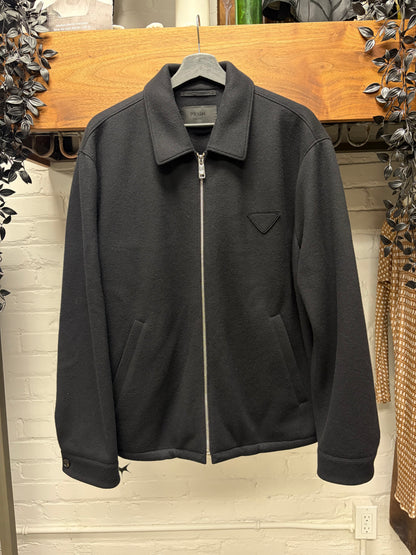 2021 Prada Wool/Cashmere Blend Black ‘Blouson’ Zip-Up Jacket