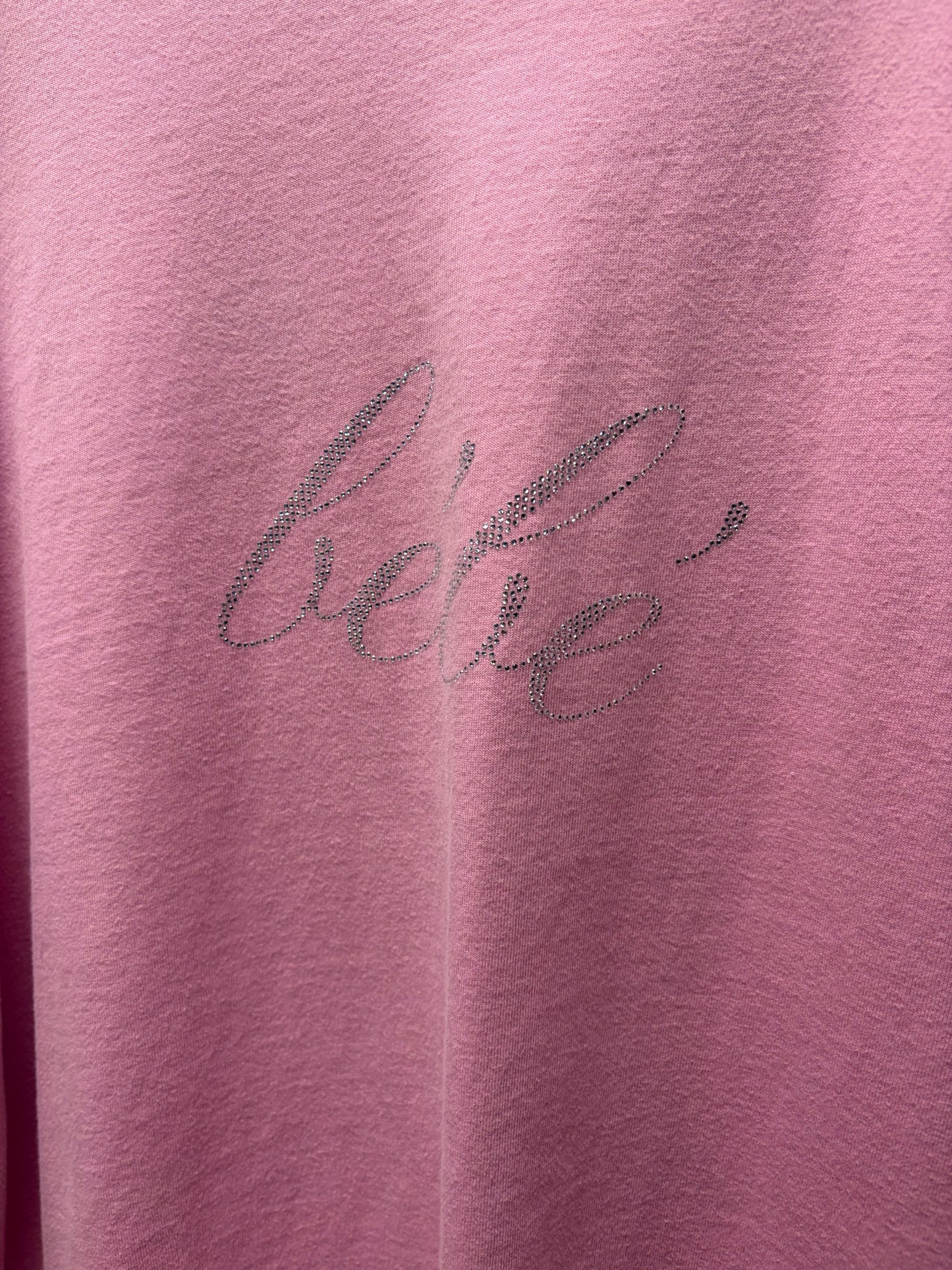 2021 Balenciaga ‘Bébé’ Pink Rhinestone Oversized T-Shirt