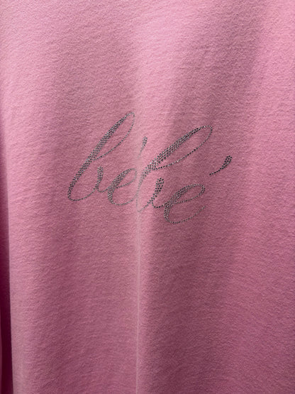 2021 Balenciaga ‘Bébé’ Pink Rhinestone Oversized T-Shirt