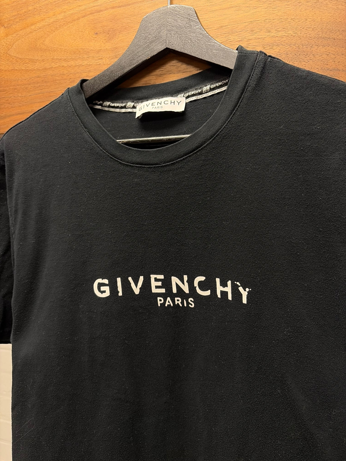 Givenchy Faded Script Chest Logo Black Short Sleeve T-Shirt