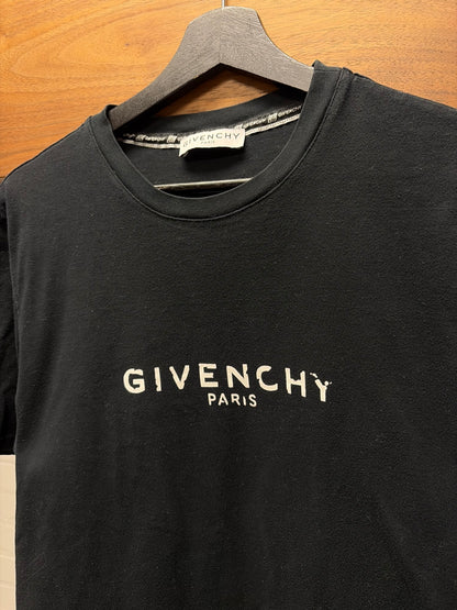 Givenchy Faded Script Chest Logo Black Short Sleeve T-Shirt