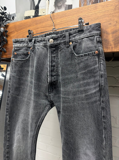 2021 Balenciaga Washed Black Straight Leg Denim