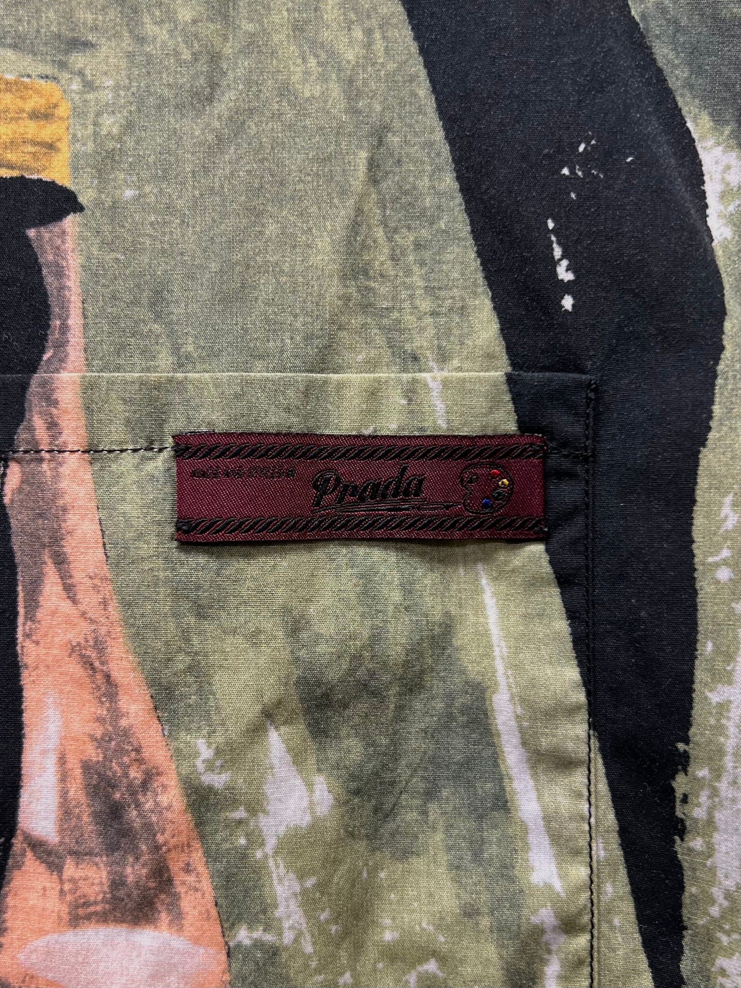 Prada Still Life Bottle Graphic Camp Collar Shirt