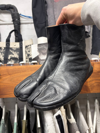Maison Margiela ‘Tabi’ Split Toe Black Leather Monk Sole Boots