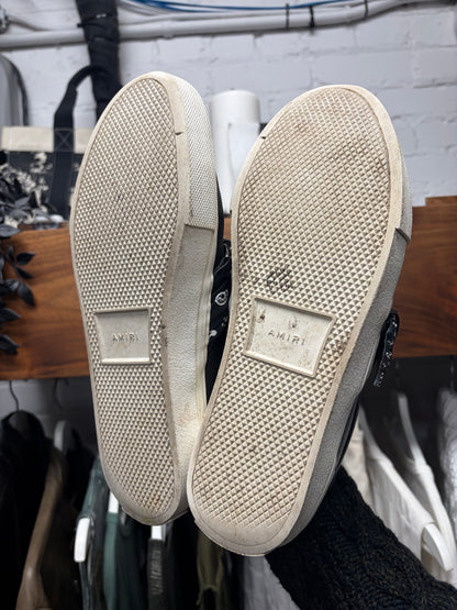Amiri ‘Bandanna Buckle’ Black Leather Slip On Sneakers
