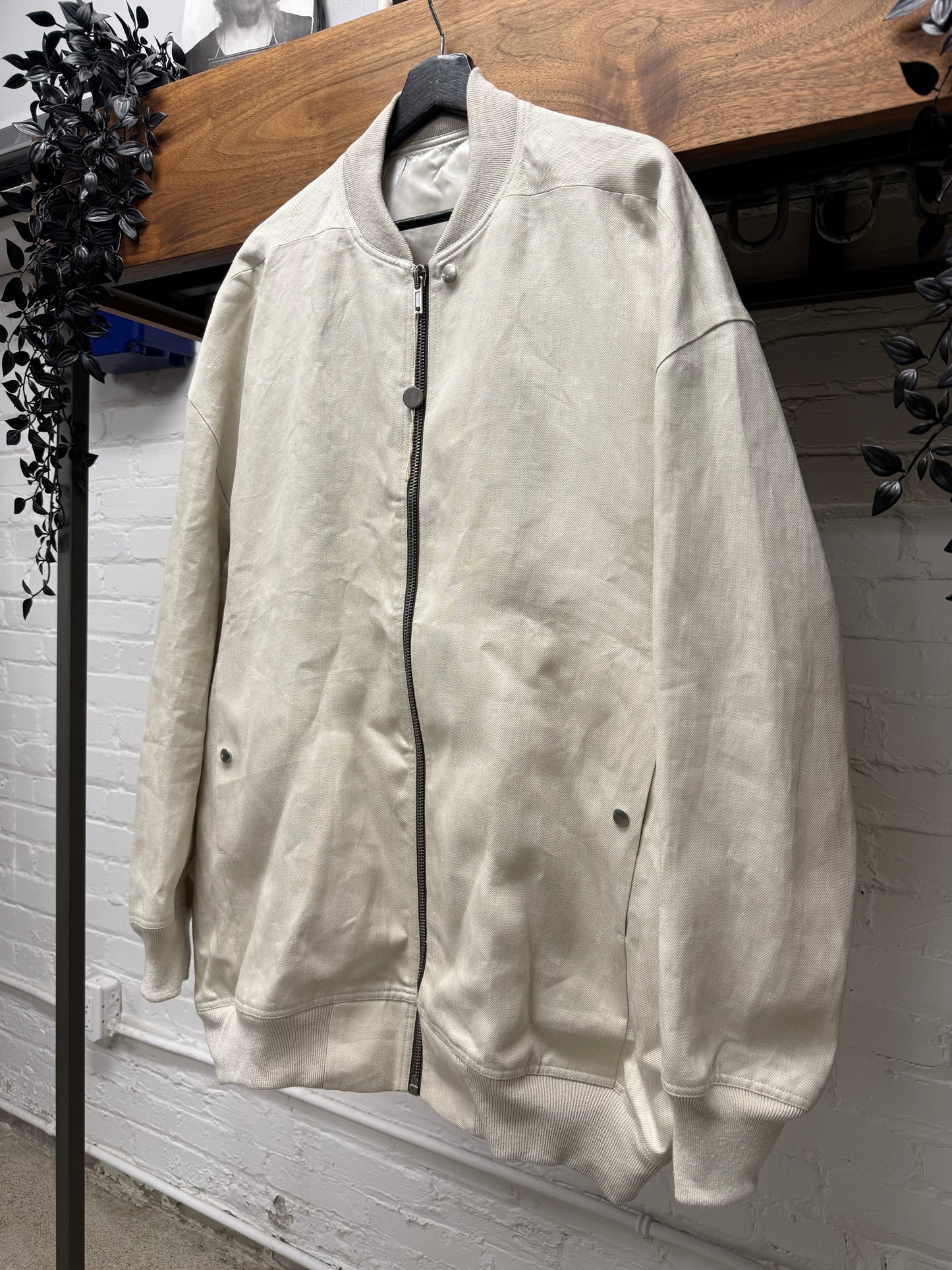SS2025 Rick Owens ‘Hollywood’ Pearl Grey Bomber Jacket