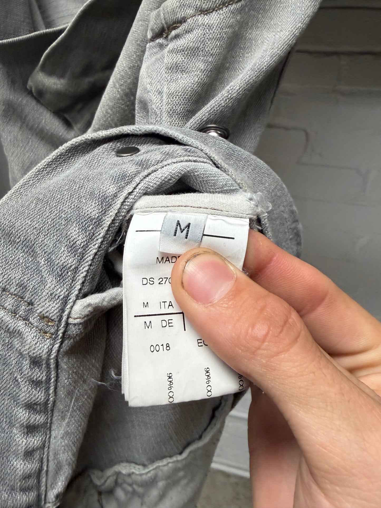 Rick Owens O&M Era High-Neck Grey Denim Jacket