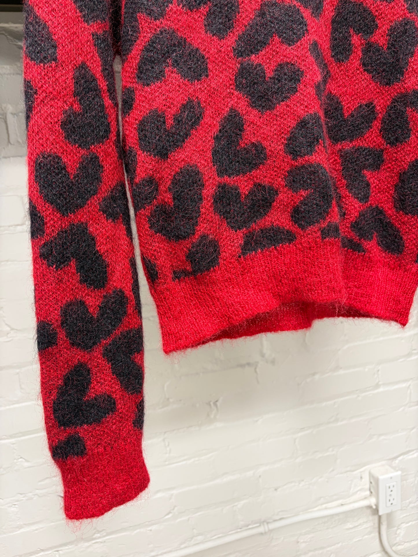 2014 Saint Laurent by Hedi Slimane Red Leopard Pattered Knit Sweater
