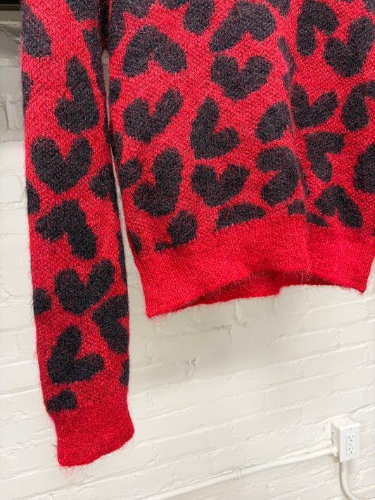 2014 Saint Laurent by Hedi Slimane Red Leopard Pattered Knit Sweater