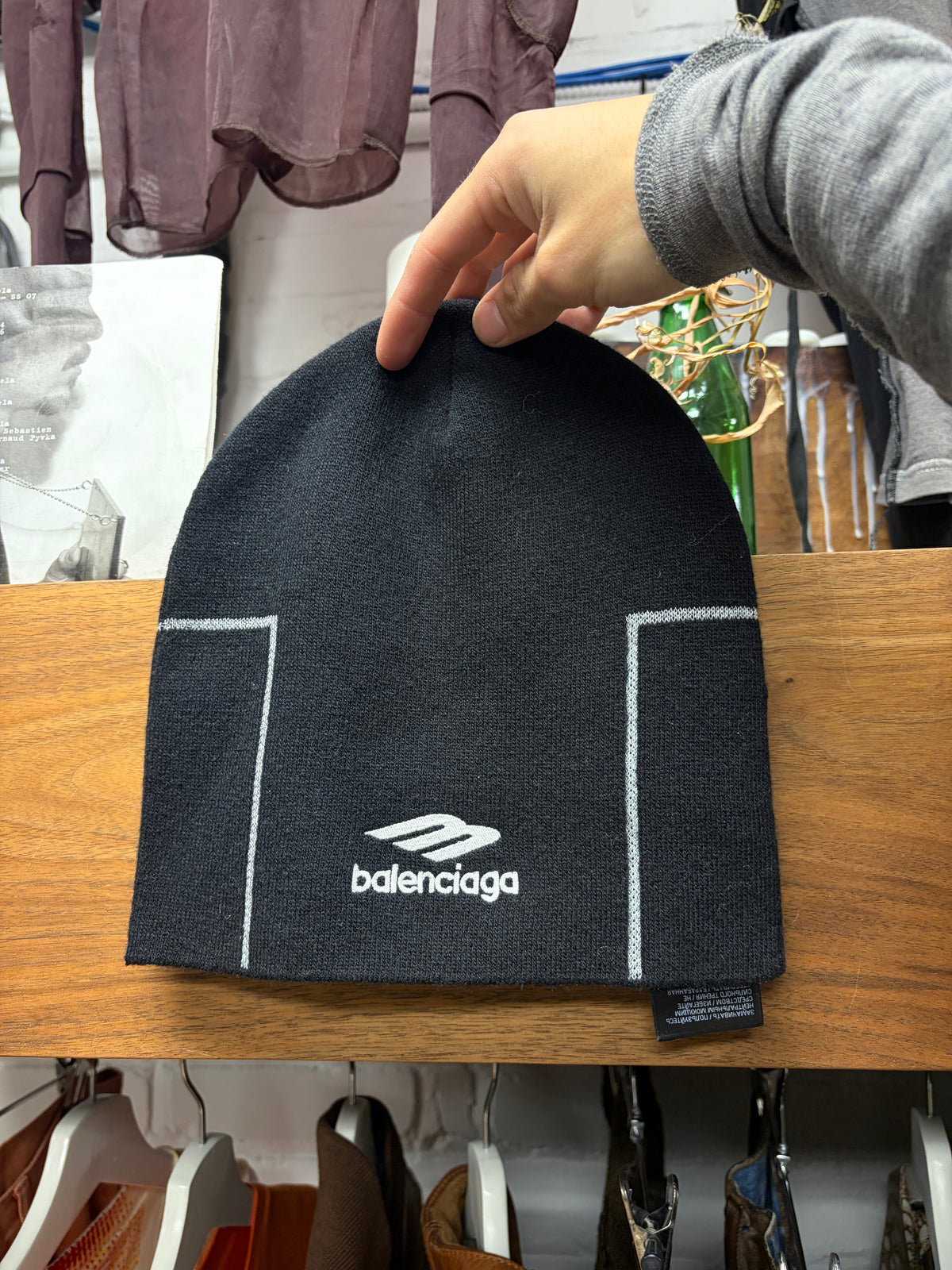 Balenciaga ‘3B Sport Icon Logo’ Black Wool Beanie