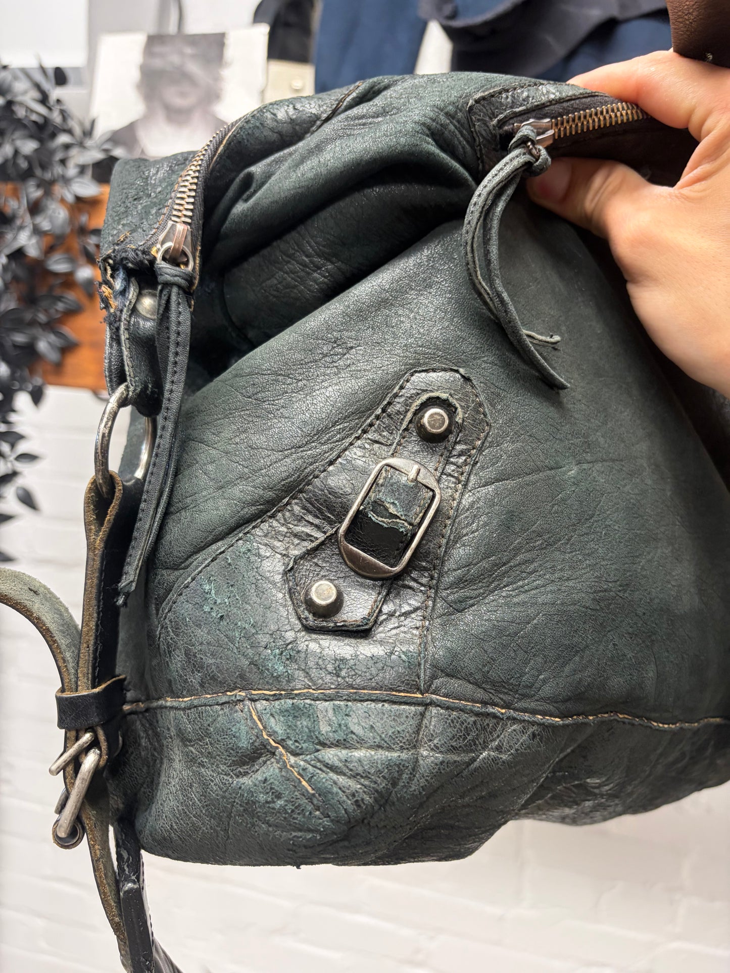 Balenciaga ‘Agneau’ Day Calfskin Leather Day Messenger Bag