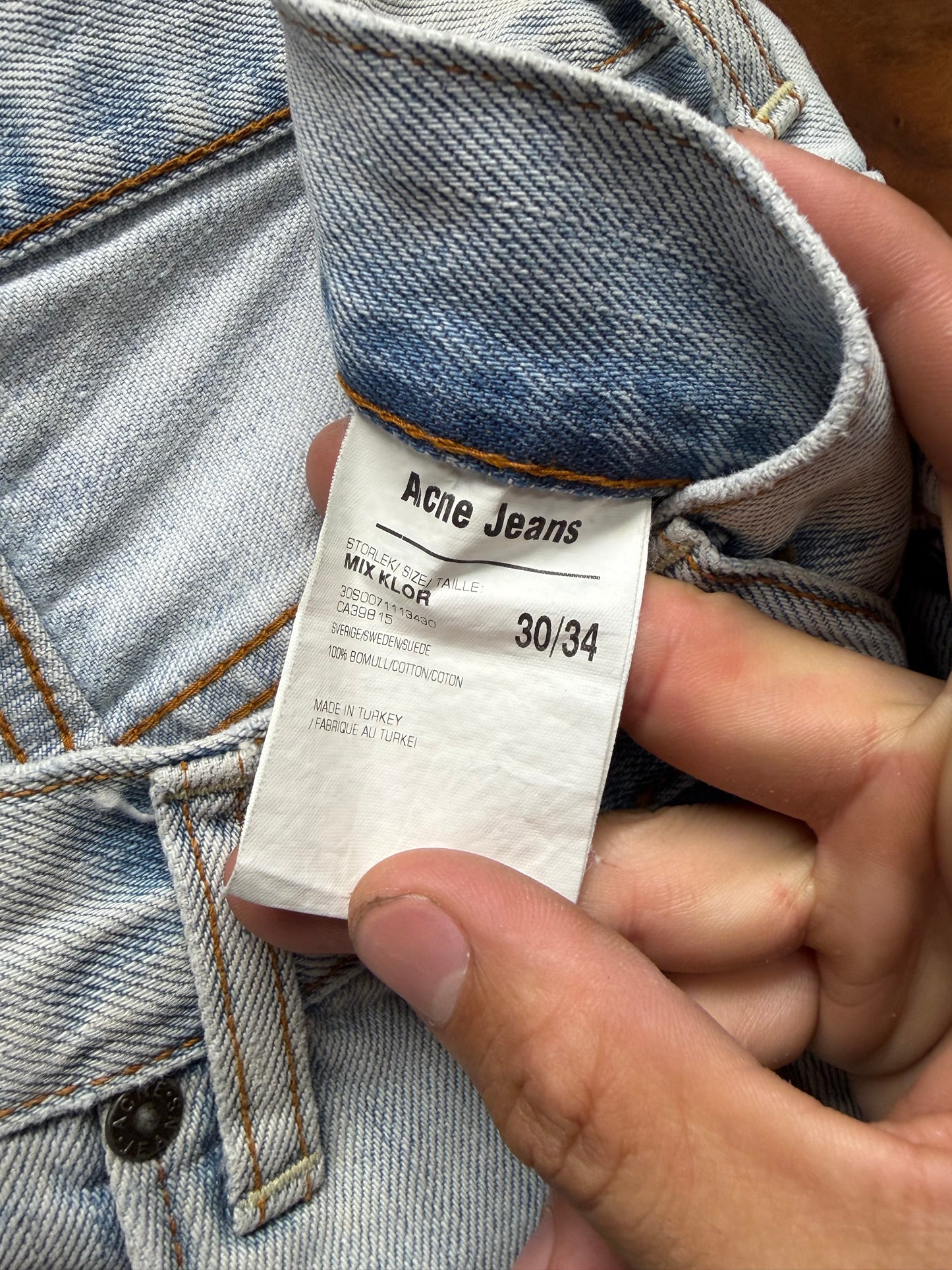 Acne Studios ‘Zipper Bottom Hem’ Light Wash Blue Skinny Jeans