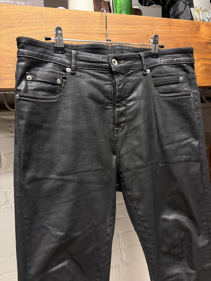 Rick Owens ‘Detroit Cut’ Waxed Black Skinny Jeans
