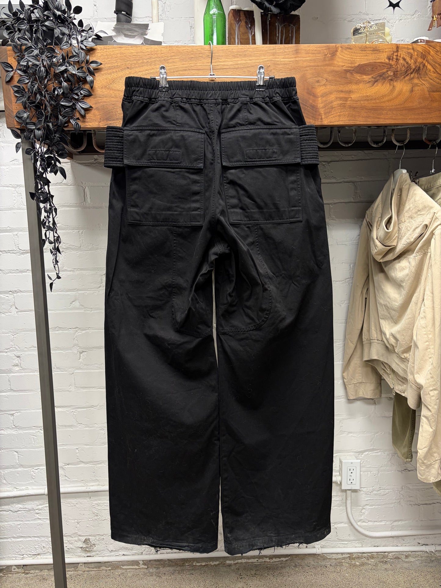 Rick Owens ‘Creatch’ Black Wide Leg Drawstring Cargo Pants