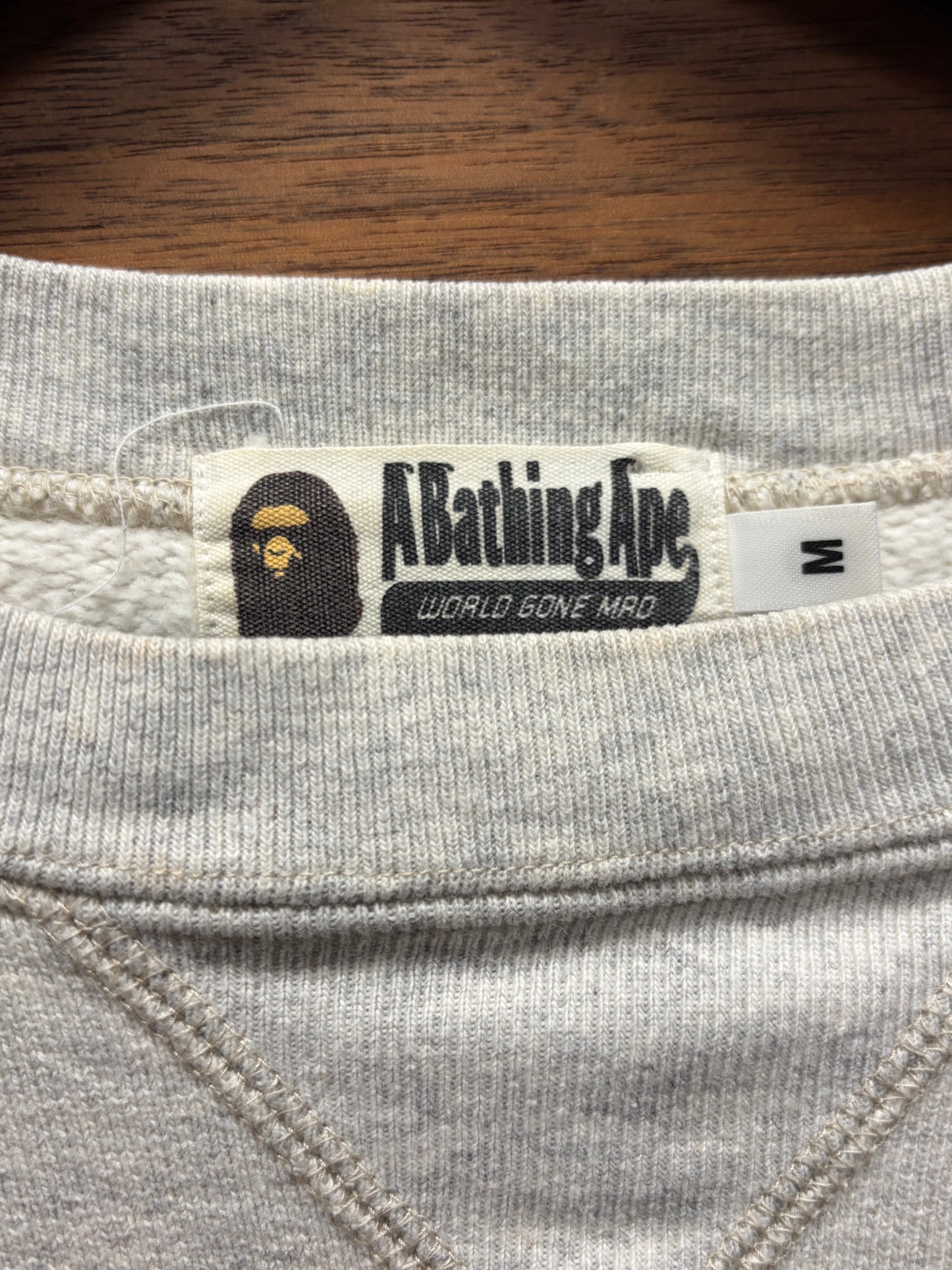 2000s Bape ‘Collegiate Logo’ Heather Grey Crewneck Sweatshirt