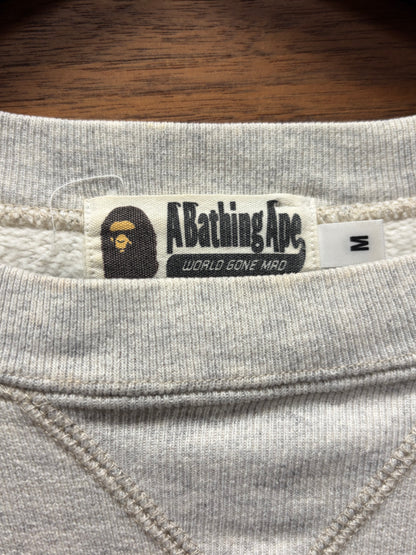 2000s Bape ‘Collegiate Logo’ Heather Grey Crewneck Sweatshirt