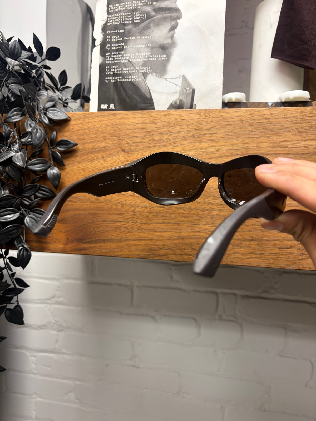 Bottega Veneta ‘BV1086S’ Brown Geometric Wrap Sunglasses