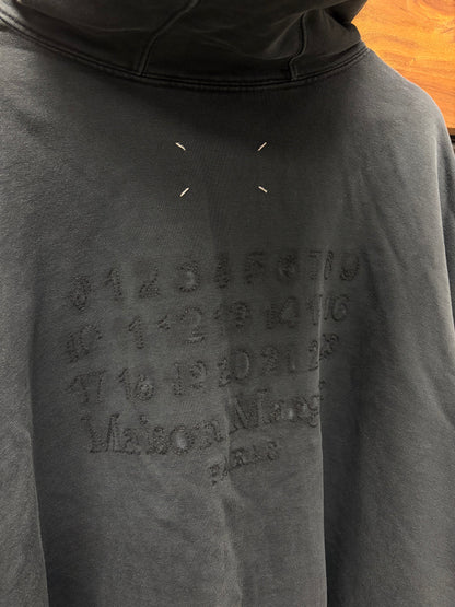 2024 Maison Margiela ‘Numbers Logo’ Embroidered Black Zip-Up Hoodie