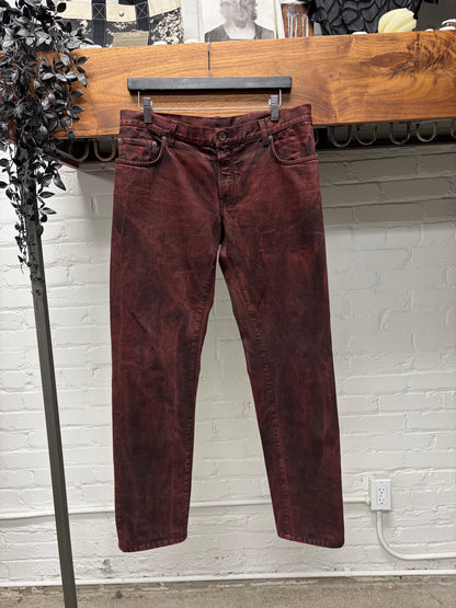 Dolce & Gabbana Bleach Dyed Red Slim/Skinny Cut Denim