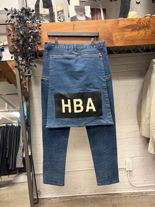 Hood by Air Detachable Cape Zip-Off Blue Denim