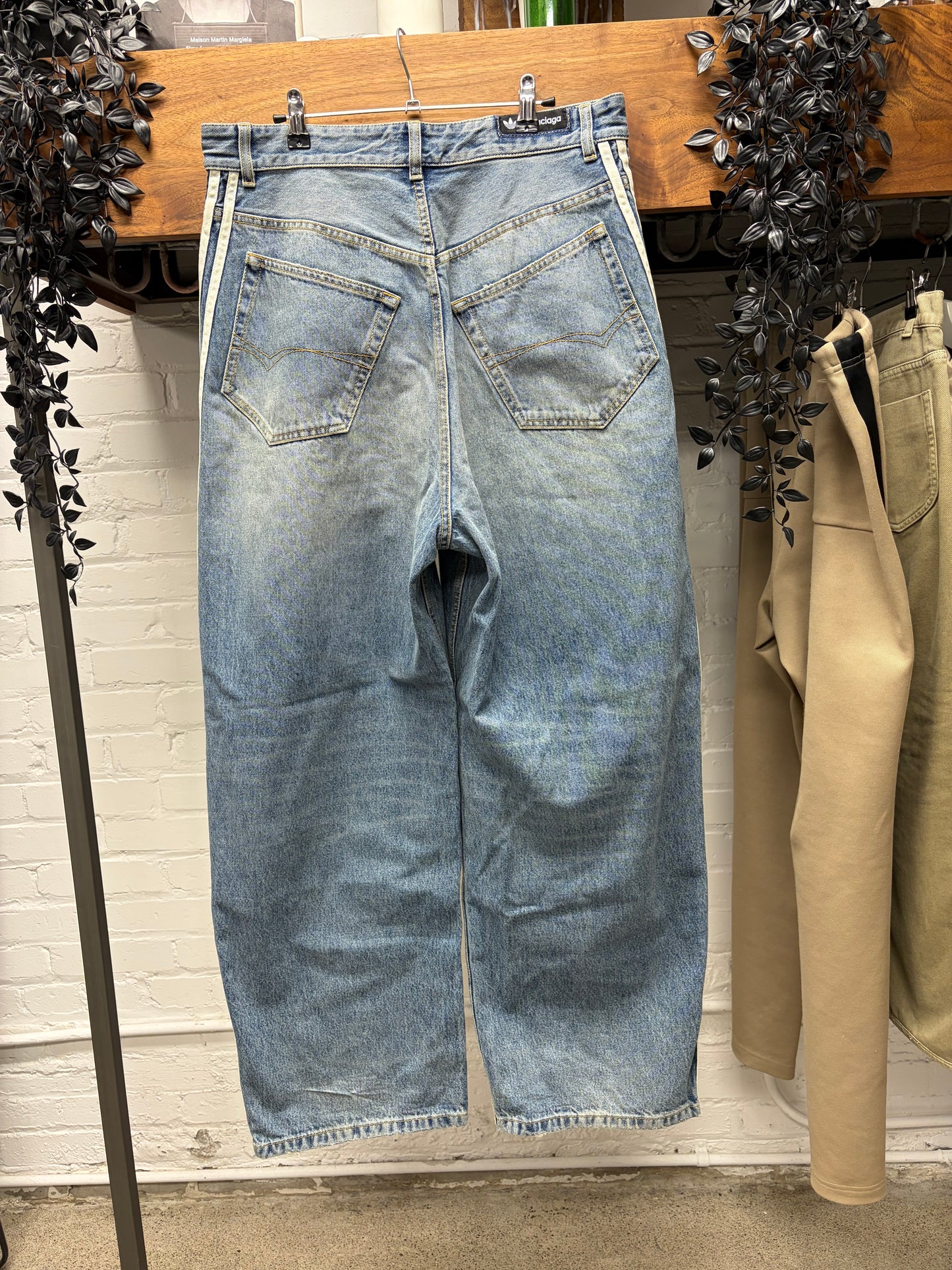 SS2023 Balenciaga x Adidas ‘3 Stripes’ Blue Wide Leg Denim
