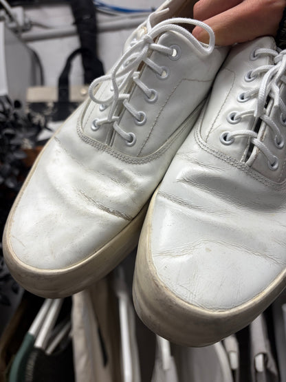 Undercover ‘Chaos’ Platform Sole White Patent Leather Low Top Sneakers