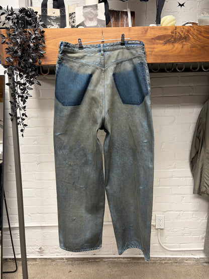 SS2023 Balenciaga ‘Mudshow’ Reverse Pocket Destroyed Wide Leg Denim