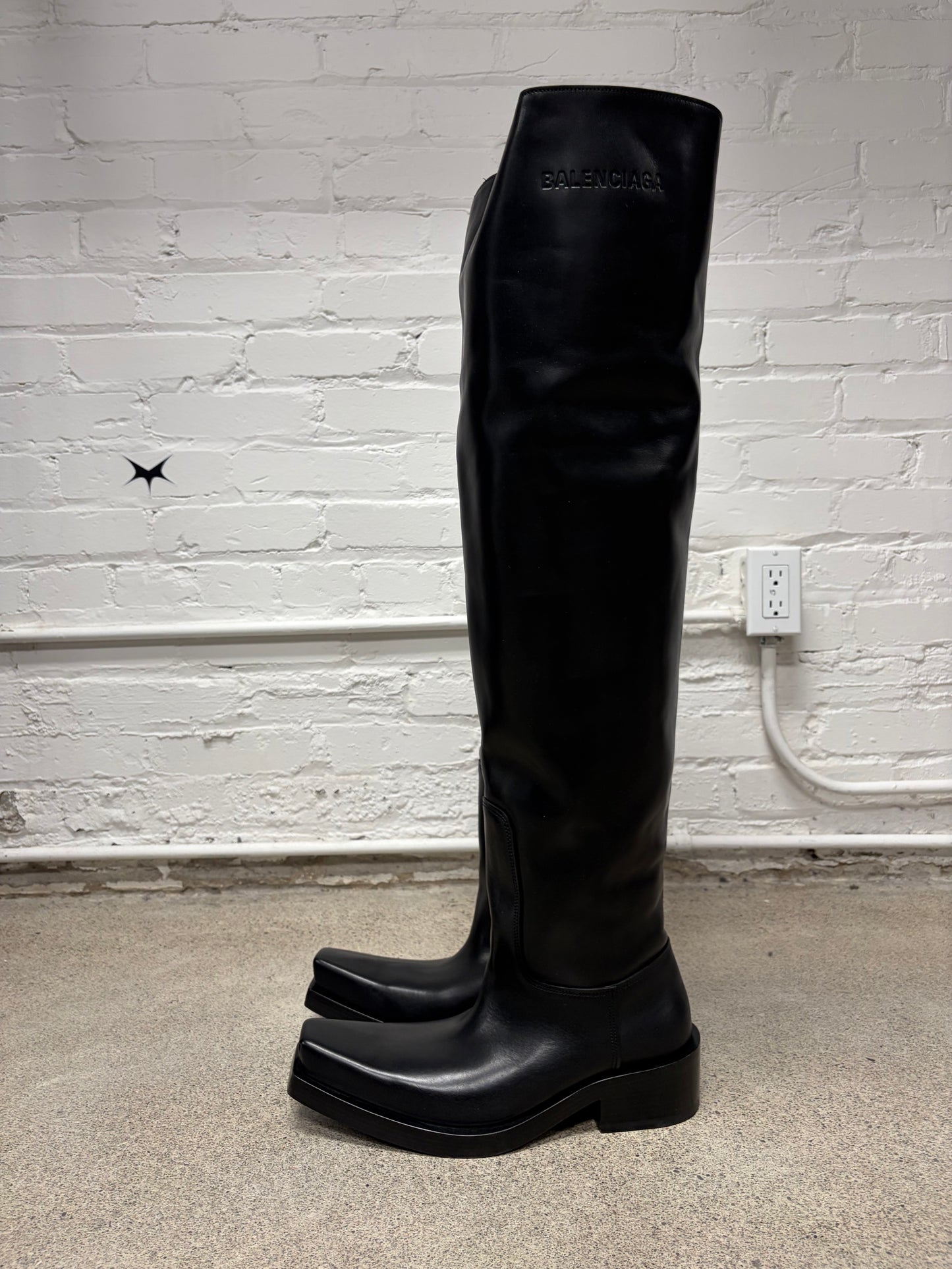 Balenciaga ‘Santiago’ Over the Knee Black Leather Boots