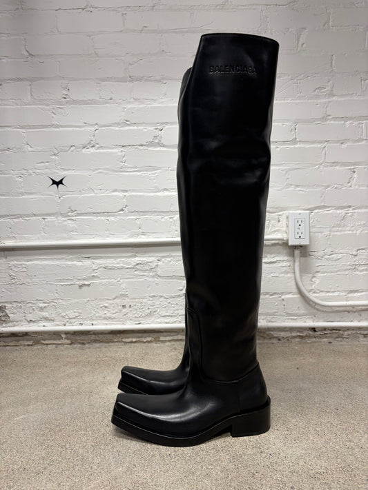 Balenciaga ‘Santiago’ Over the Knee Black Leather Boots