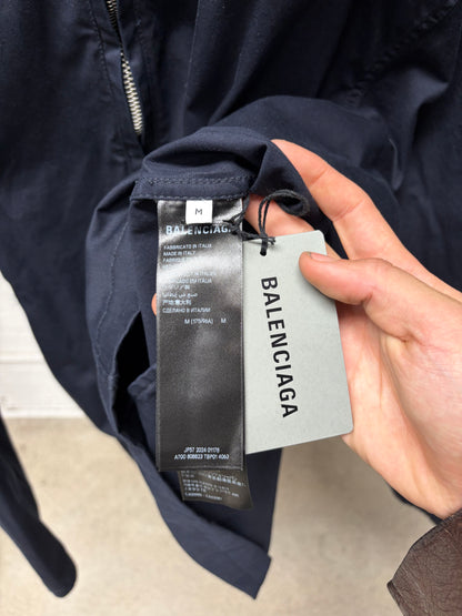 2024 Balenciaga Oversized Navy Blue Cotton Hooded ‘Work Jacket’