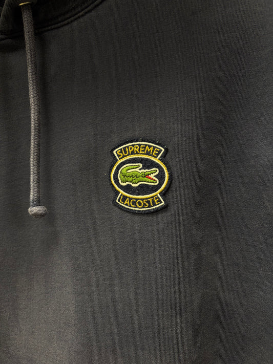 SS2018 Supreme x Lacoste Navy Patch Logo Hoodie