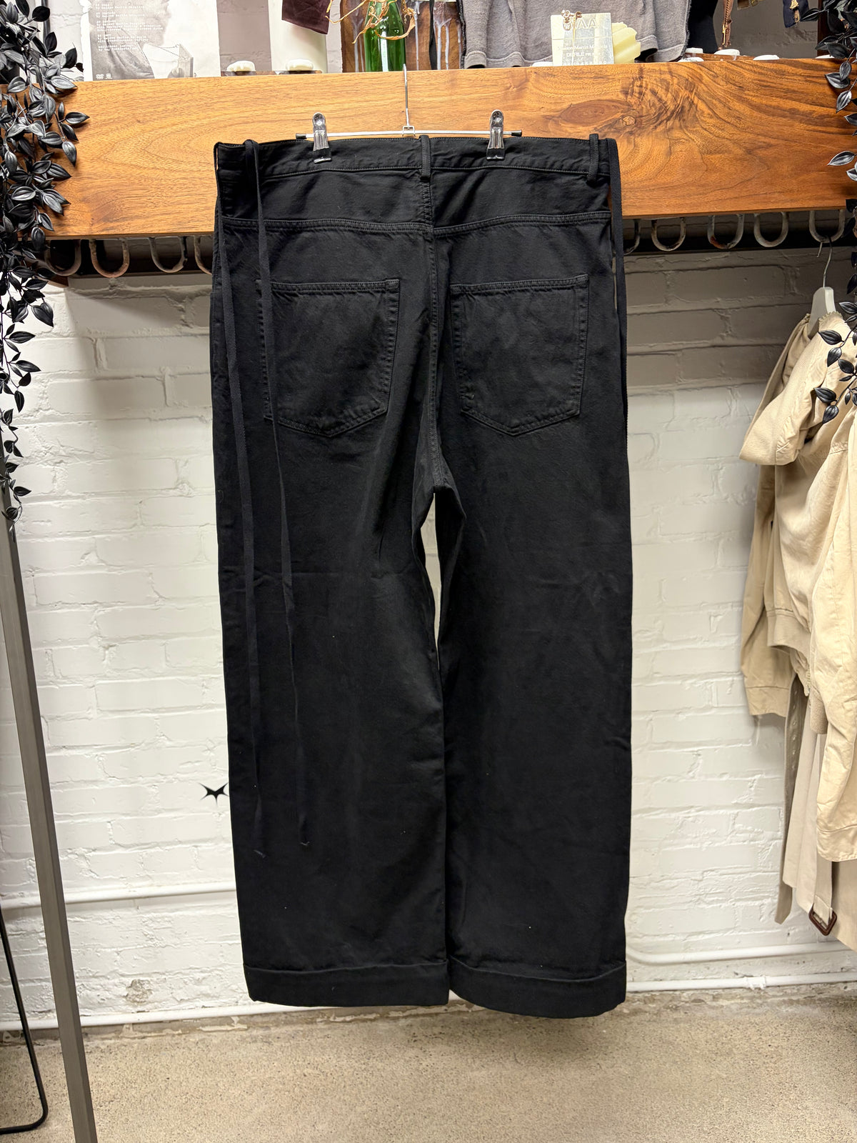 Ann Demeulemeester ‘Michael’ Wide Leg 5-Pocket Black Denim Trousers