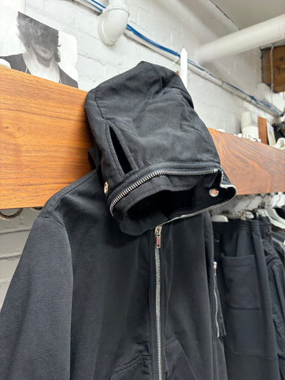 Rick Owens Canvas ‘Gimp’ Black Full-Zip Eye Cut-Out Hoodie