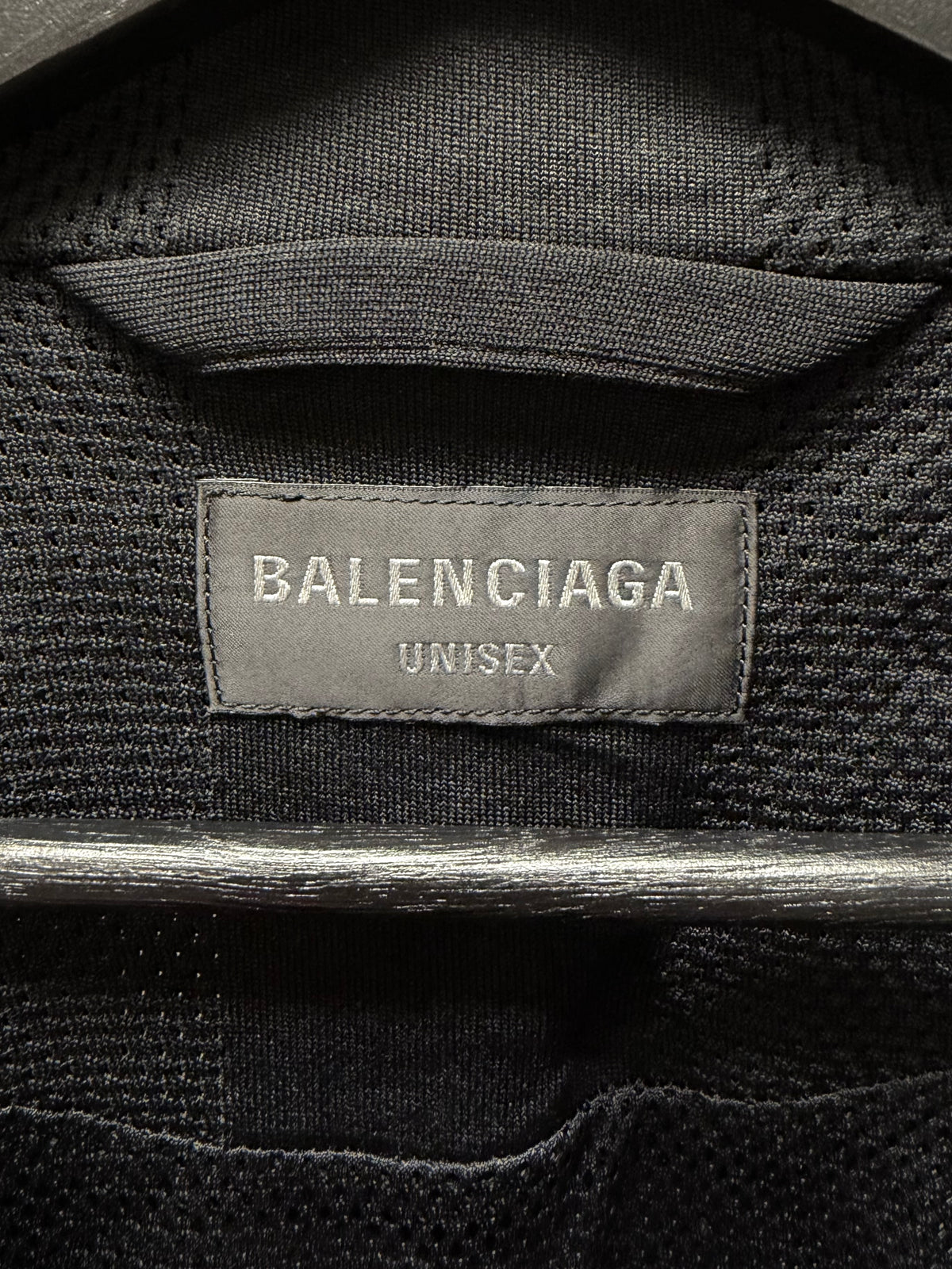 2024 Balenciaga ‘Unity Flame’ Mesh Black Oversized Zip-Up Track Jacket