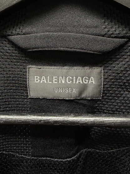 2024 Balenciaga ‘Unity Flame’ Mesh Black Oversized Zip-Up Track Jacket