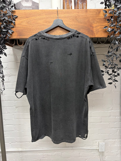 2020 Balenciaga ‘This Is Not’ Thrash Distressed Black Oversized T-Shirt