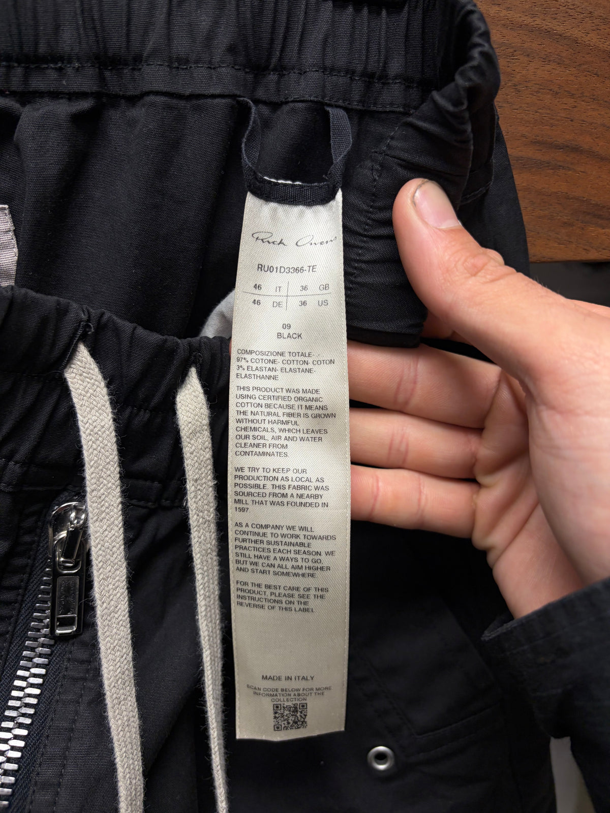 SS2024 Rick Owens ‘Lido’ Black ‘Bela’ Wide Leg Drawstring Pants