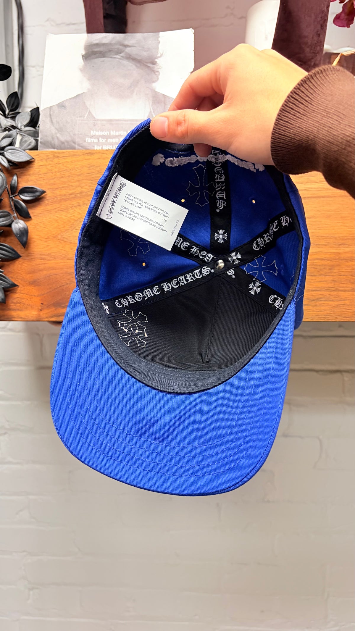 Chrome Hearts Blue/White Leather Cross Patch ‘CH Logo’ Trucker Hat