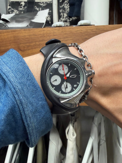 Oakley ‘Detonator’ Chronograph Black Dial/Silver Face Watch