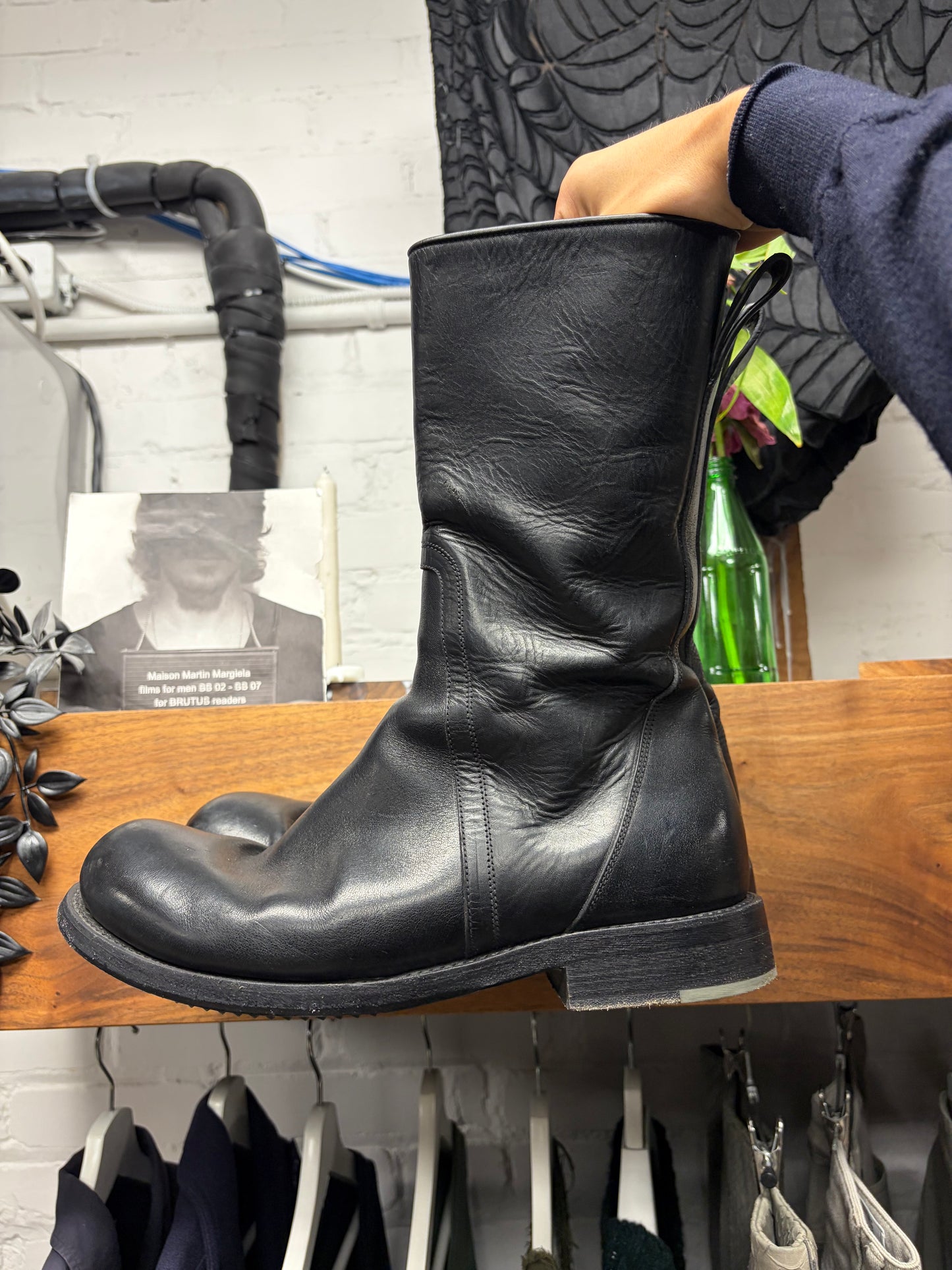 Rick Owens ‘Creeper’ Black Leather ‘Goodyear Sole’  Combat Boots