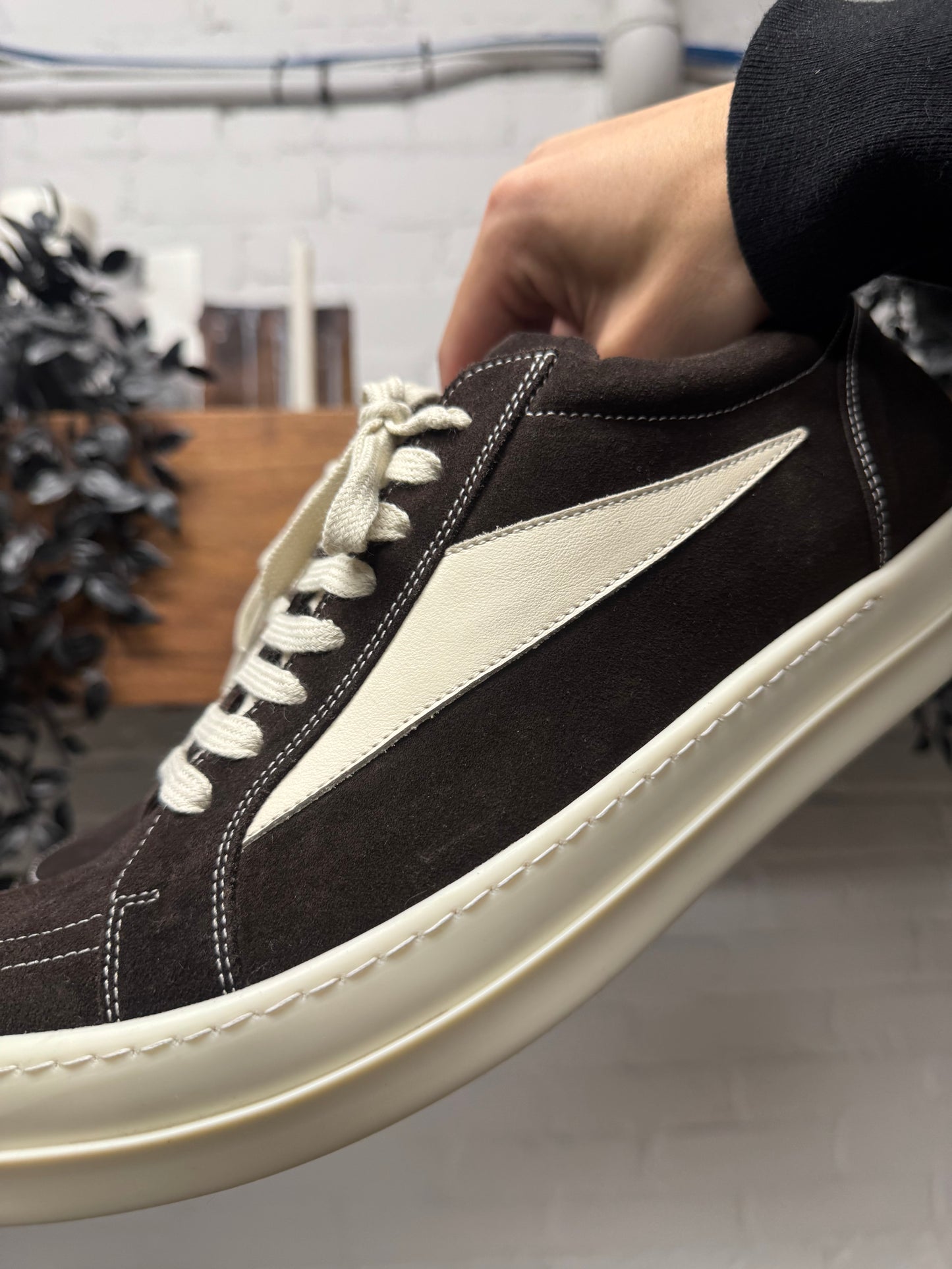 Rick Owens Mainline Brown Suede ‘Vans’ Low Top Sneakers
