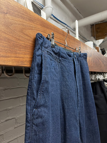 Kapital 11.5oz ‘High Waisted’ Buckle Back Raw Blue Denim