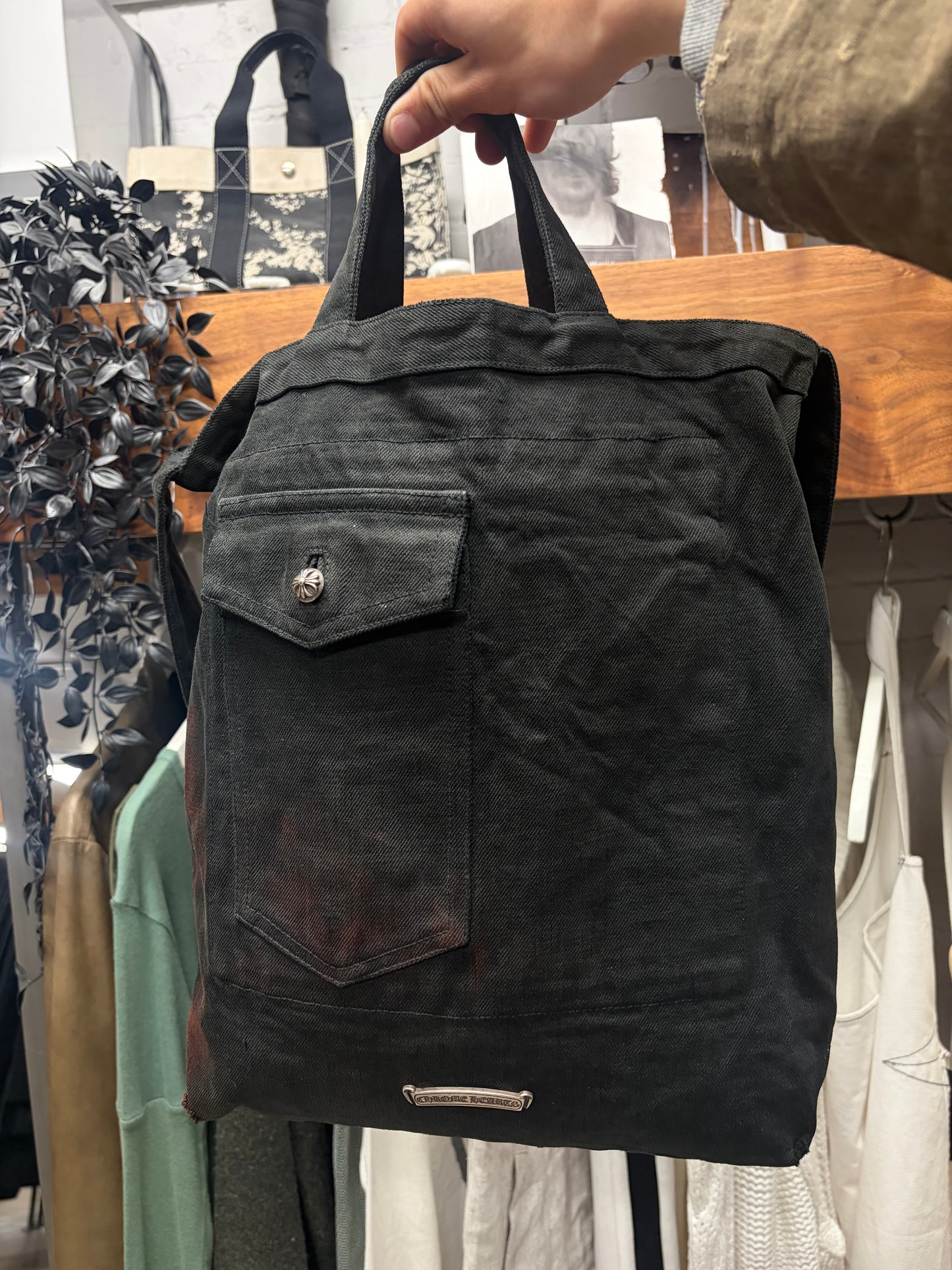 Chrome Hearts x Matty Boy ‘XL Leather Heart Patch’ Denim Crossbody Bag