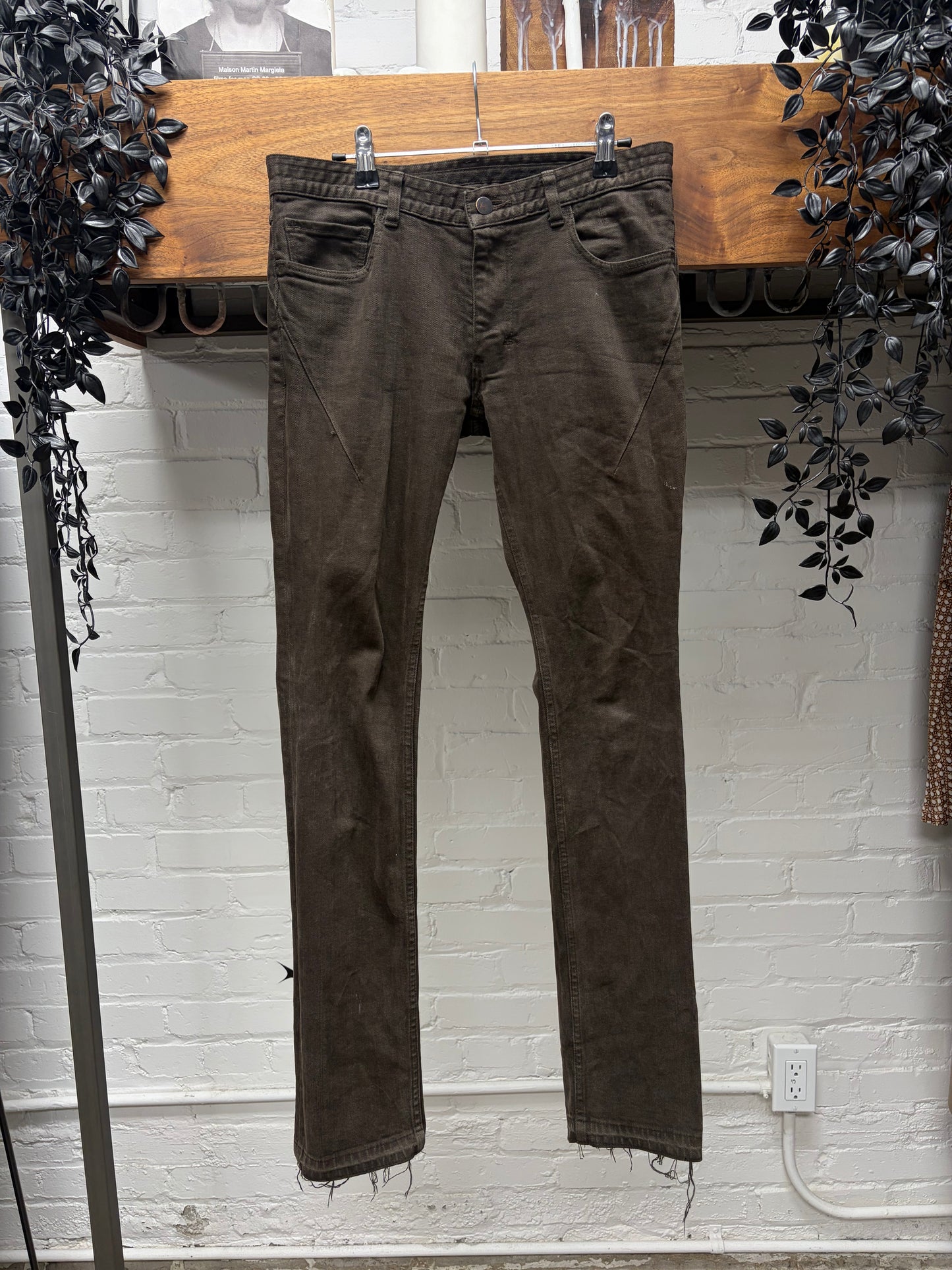 Number (N)ine ‘Crying Heart Patch’ Brown Skinny Jeans